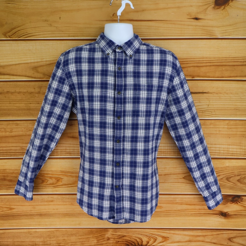 St. John's Bay Long Sleeve Button Down Shirt Mens M Blue Plaid Quality Menswear